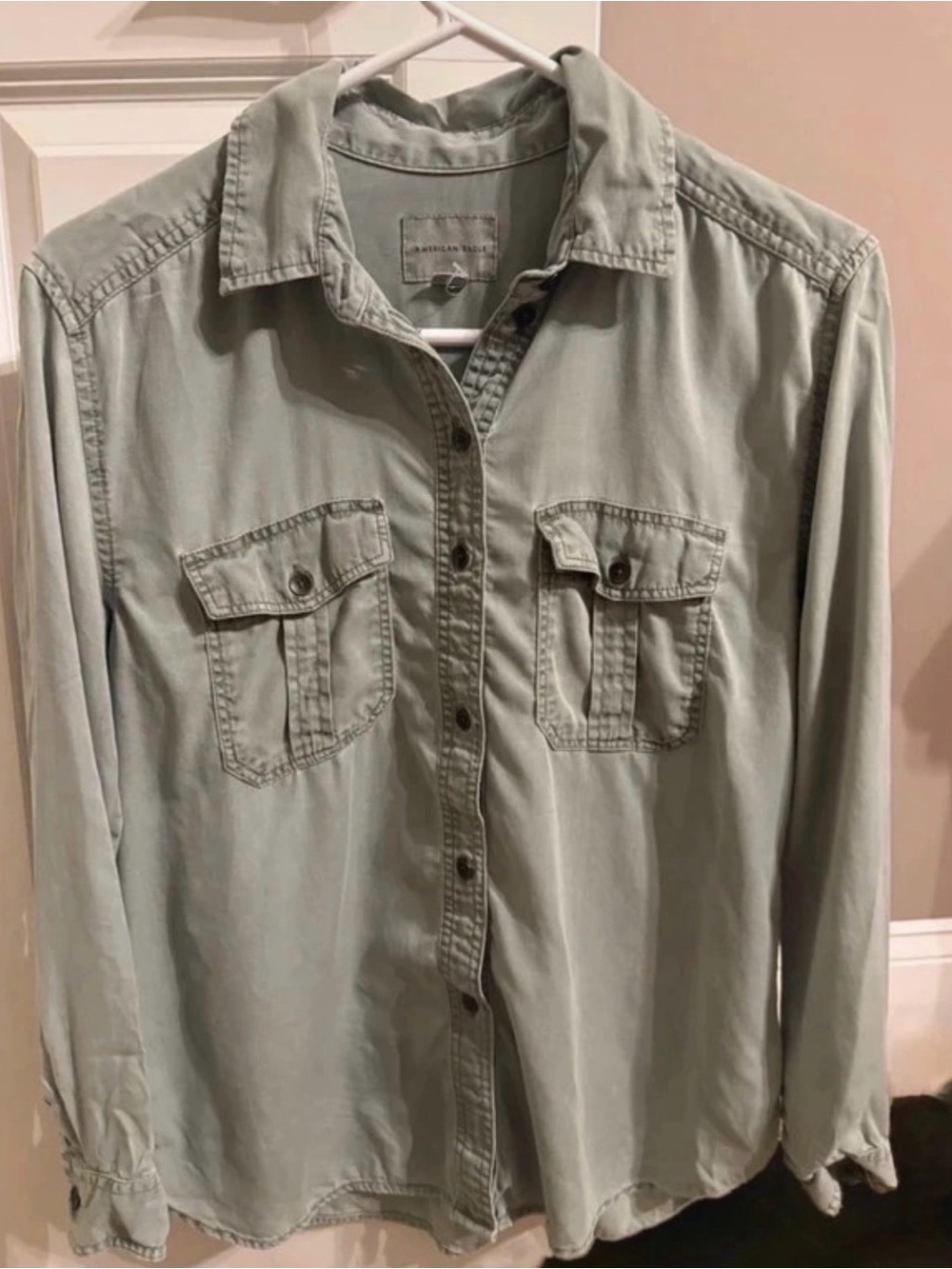 American Eagle Outfitters Sage Green Button-Down Shirt